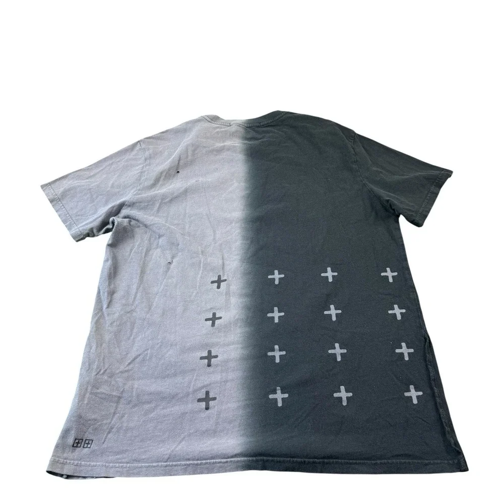 Ksubi Gray Black Distressed Men's Cotton Spellout T Shirt Size Large L